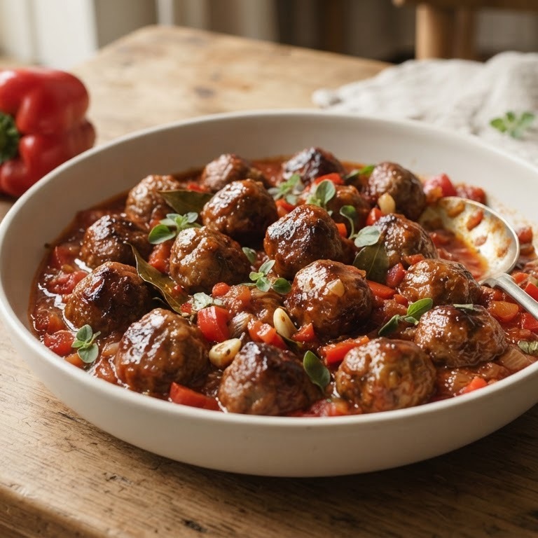 Gehaktballetjes in pittige tomatensaus