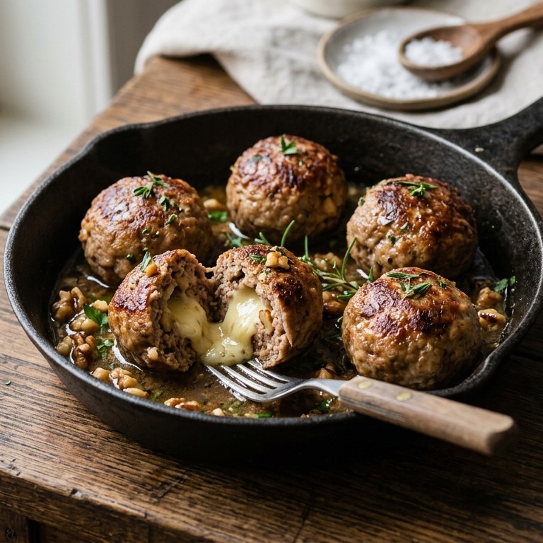 Gehaktballetjes met brie en walnoot
