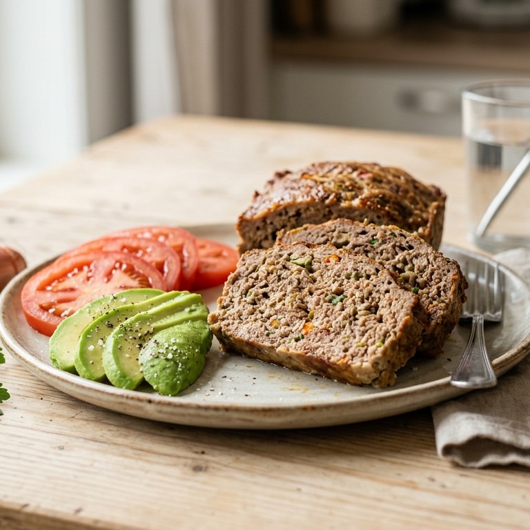 Gehaktbrood met avocada en tomaat