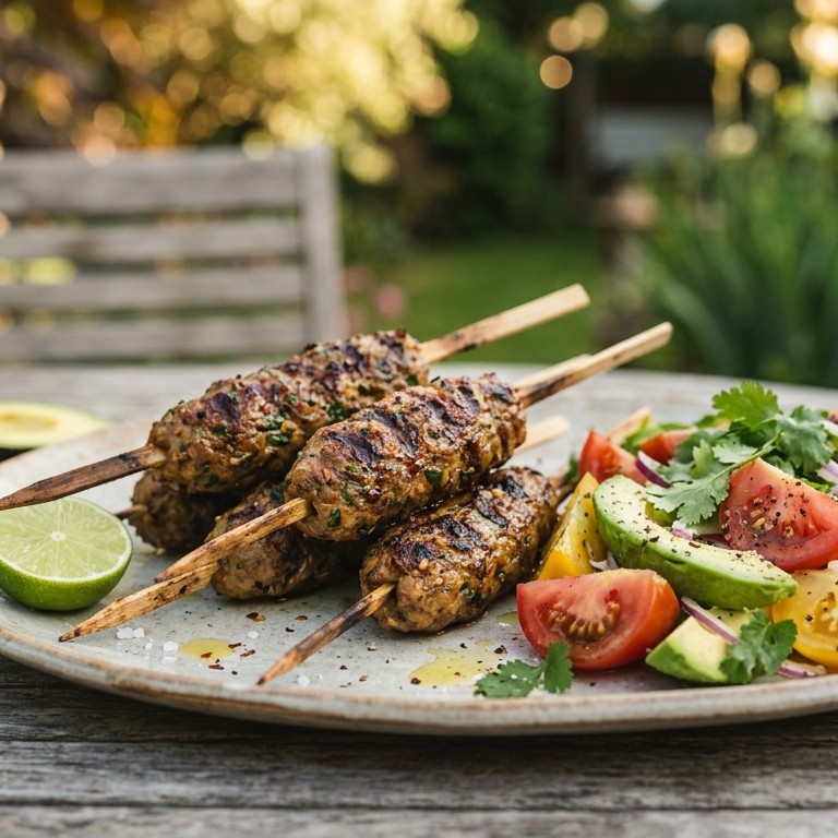 Gehaktspiesjes met salade