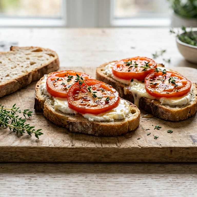 Geitenkaas-honing-tomaat sandwiches
