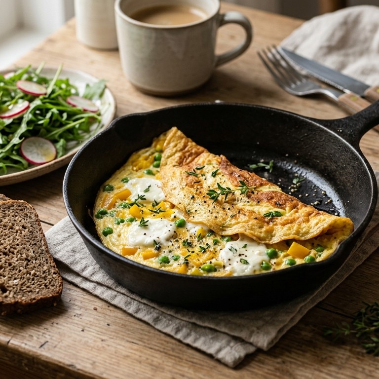Geitenkaasomelet met roggebrood