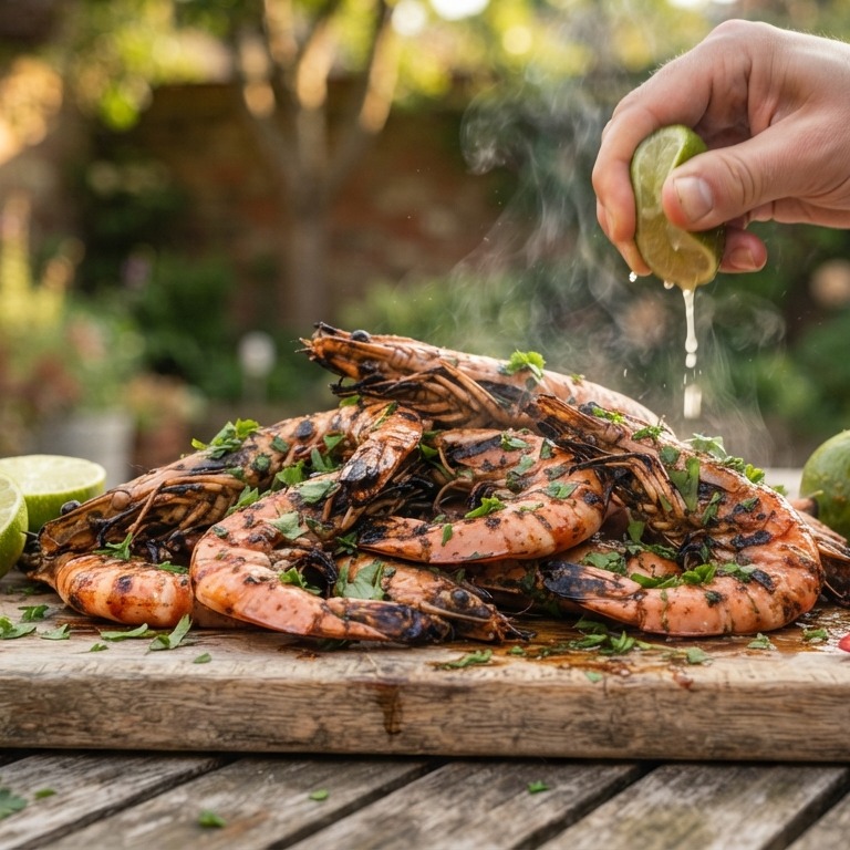Gemarineerde gegrilde garnalen