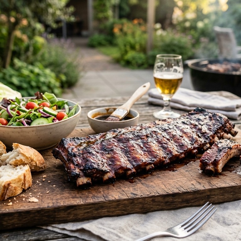 Gemarineerde spare-ribs met stokbrood