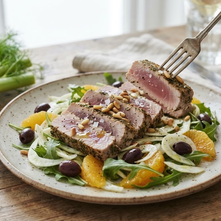 Gemarineerde tonijn met venkelsalade