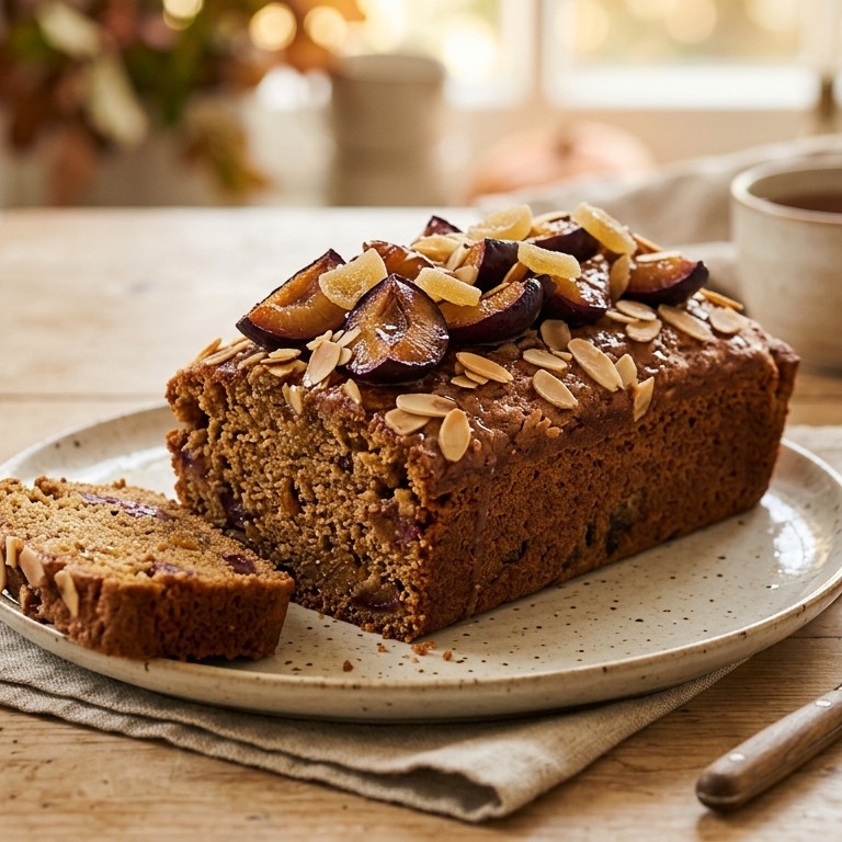 Gembercake met pruimen en amandelen