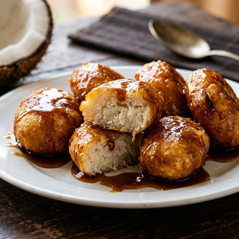 Gemblong dengan lapisan gula (koekjes overgoten met karamel)