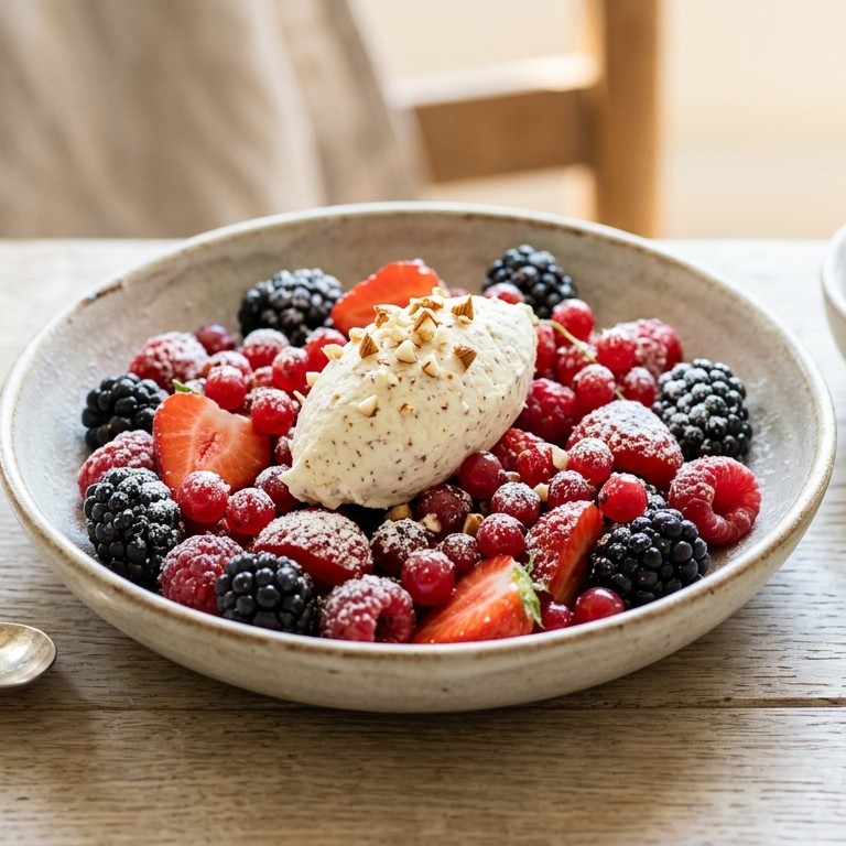 Gemengde bessen met amandelcrème