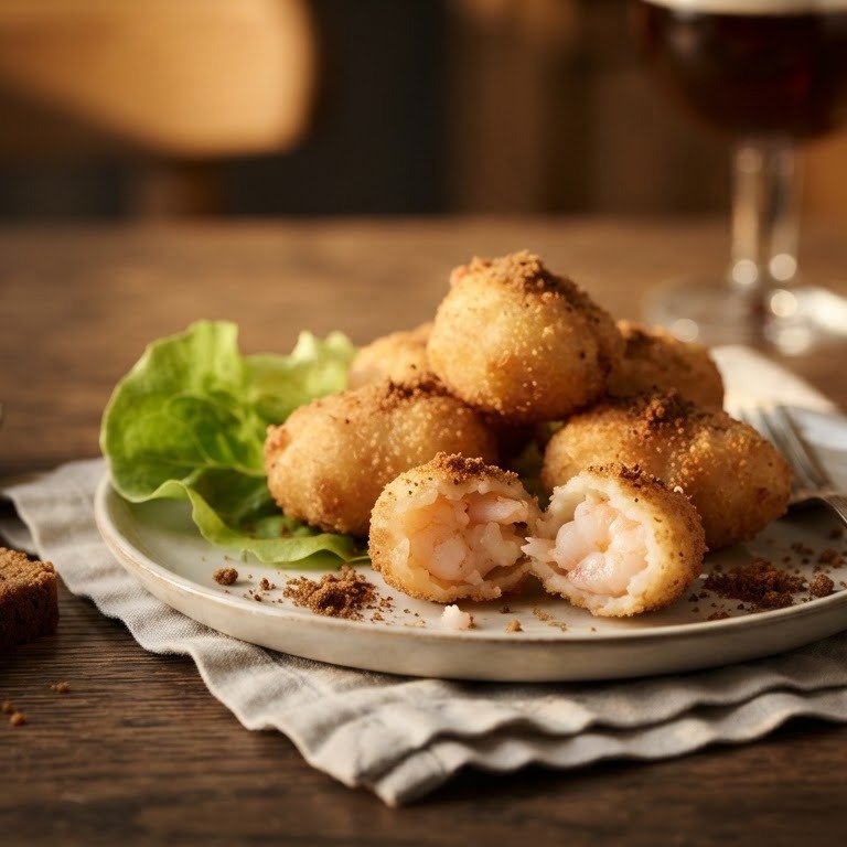 Gepaneerde garnalen met peperkoek