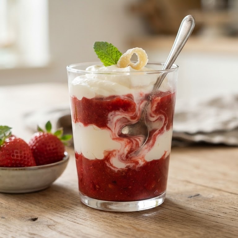 Gepureerde aardbeien met mascarpone