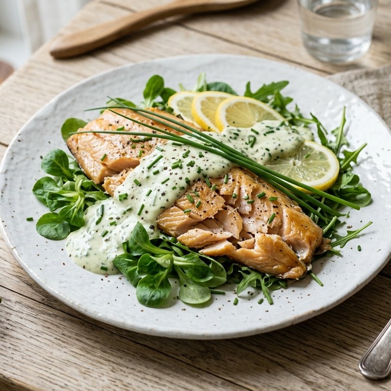 Gerookte forel met bieslooksaus
