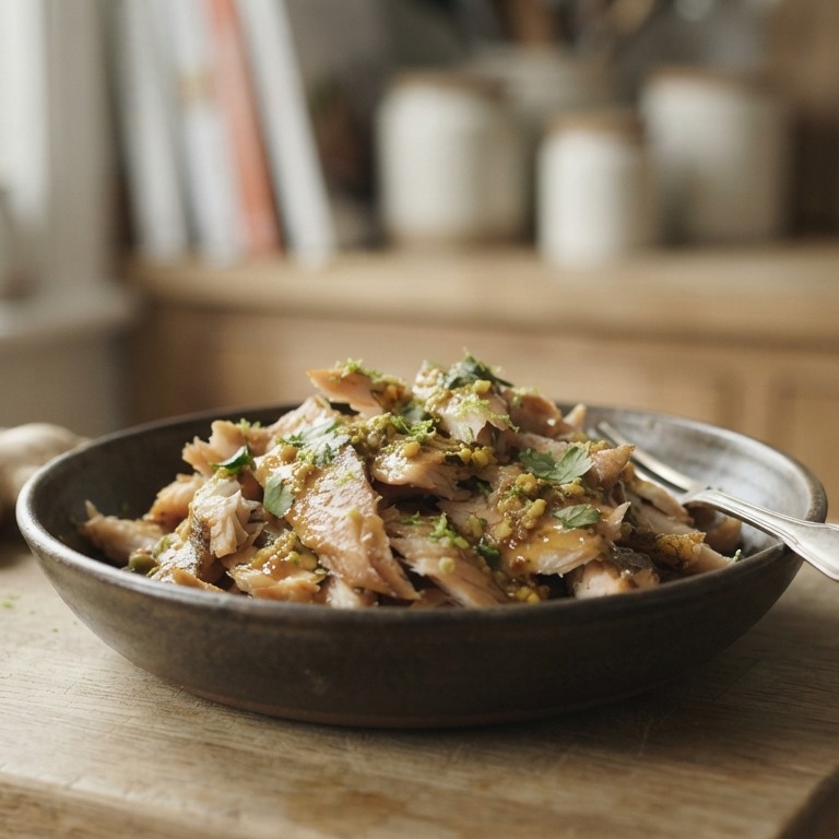 Gerookte forel met gember-kerrie-limoendressing