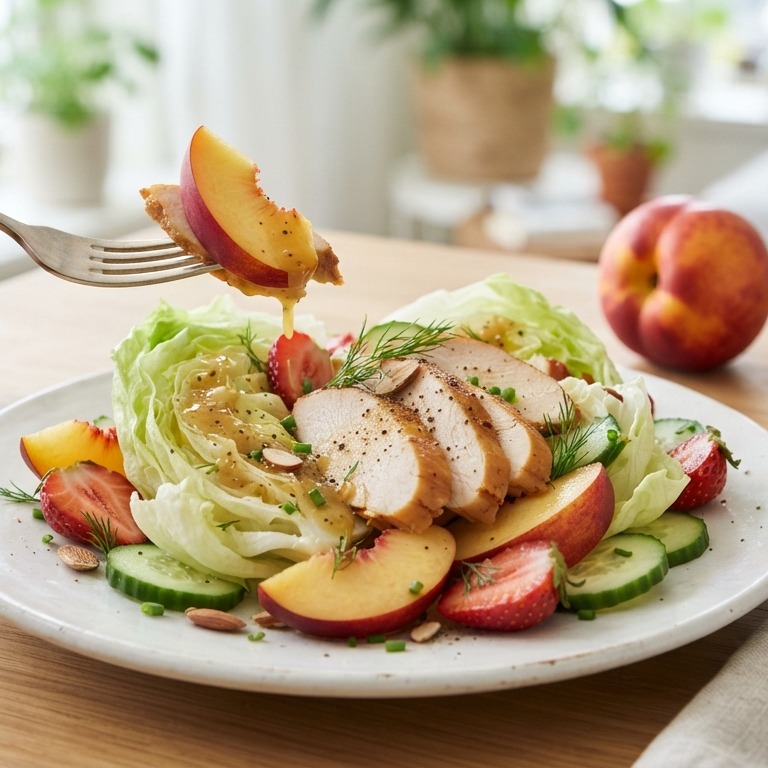 Gerookte kipsalade met nectarines