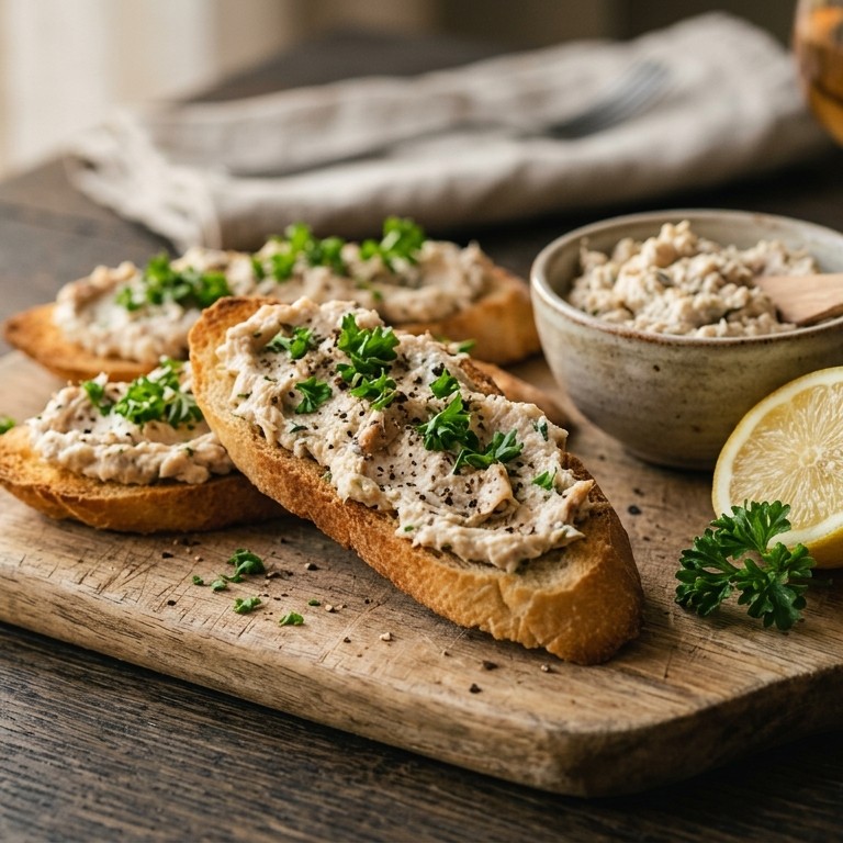 Gerookte makreelpaté op geroosterde baquette