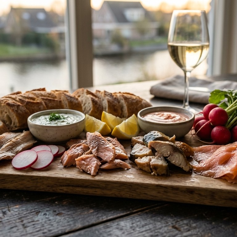 Gerookte vis-stokbrood schotel