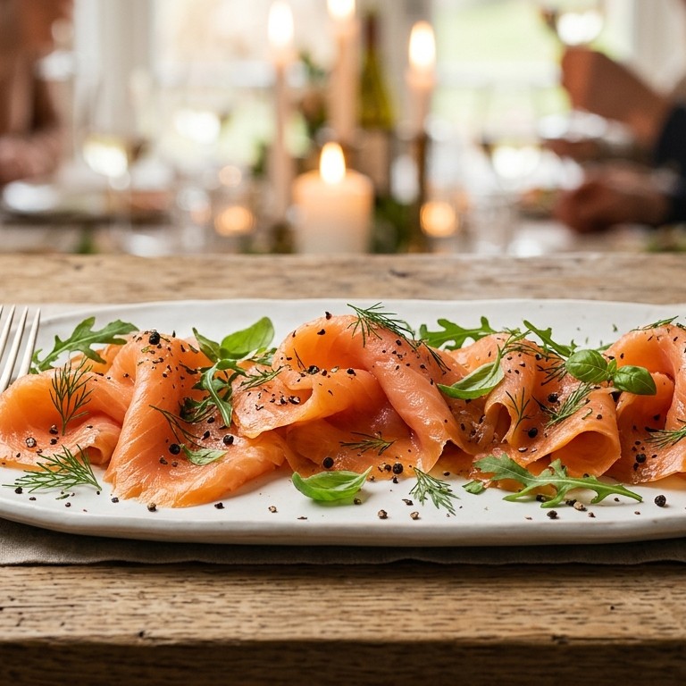 Gerookte zalm met groene kruiden