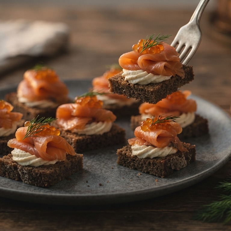 Gerookte zalmcanapés