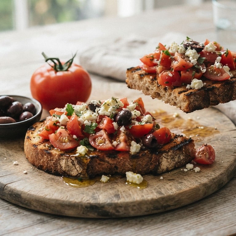 Geroosterd brood met tomaat en kruiden