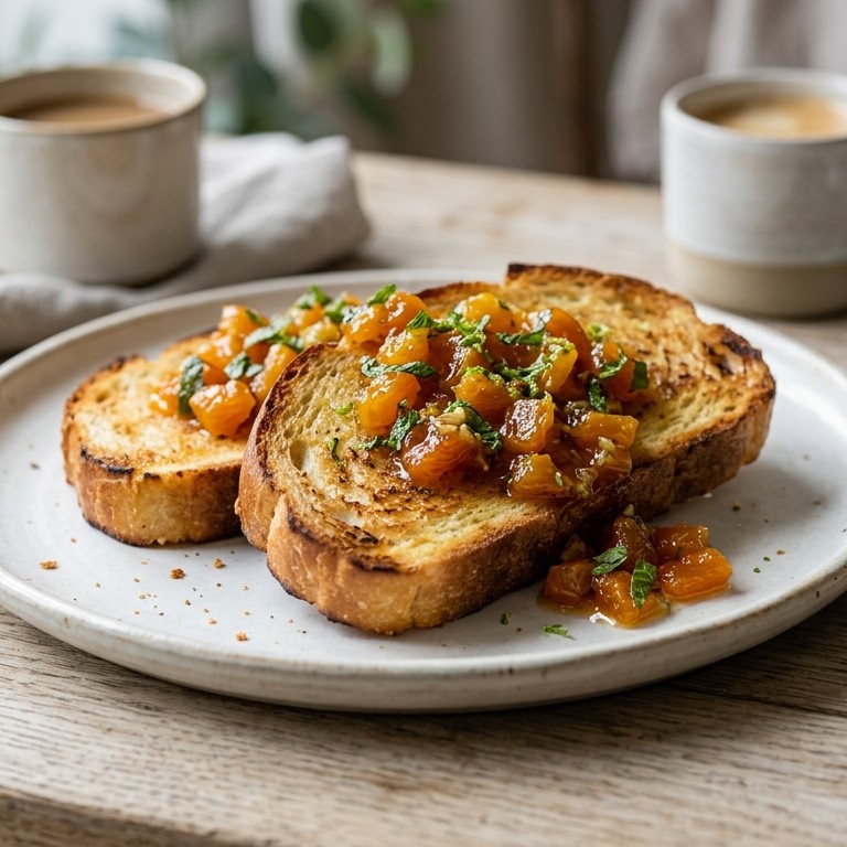 Geroosterde brioche met abrikozensalsa voor de brunch