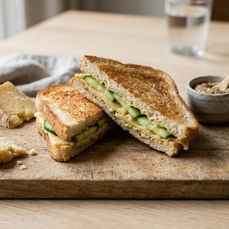 Geroosterde sandwich met oude kaas en komkommer