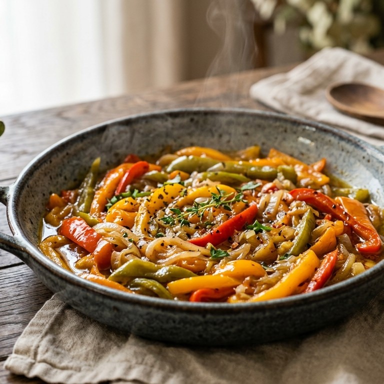 Gesmoorde gekleurde paprika
