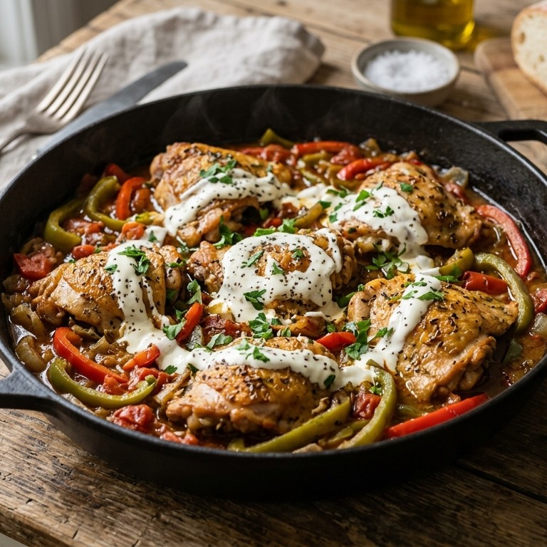 Gestoofde kipkarbonades met paprika