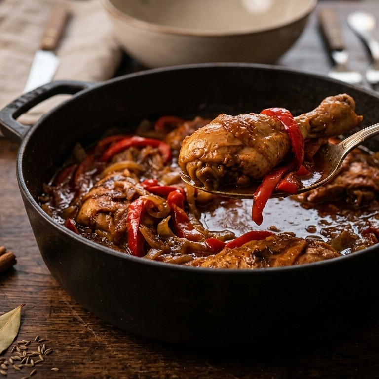 Geurig gestoofde kip en paprika