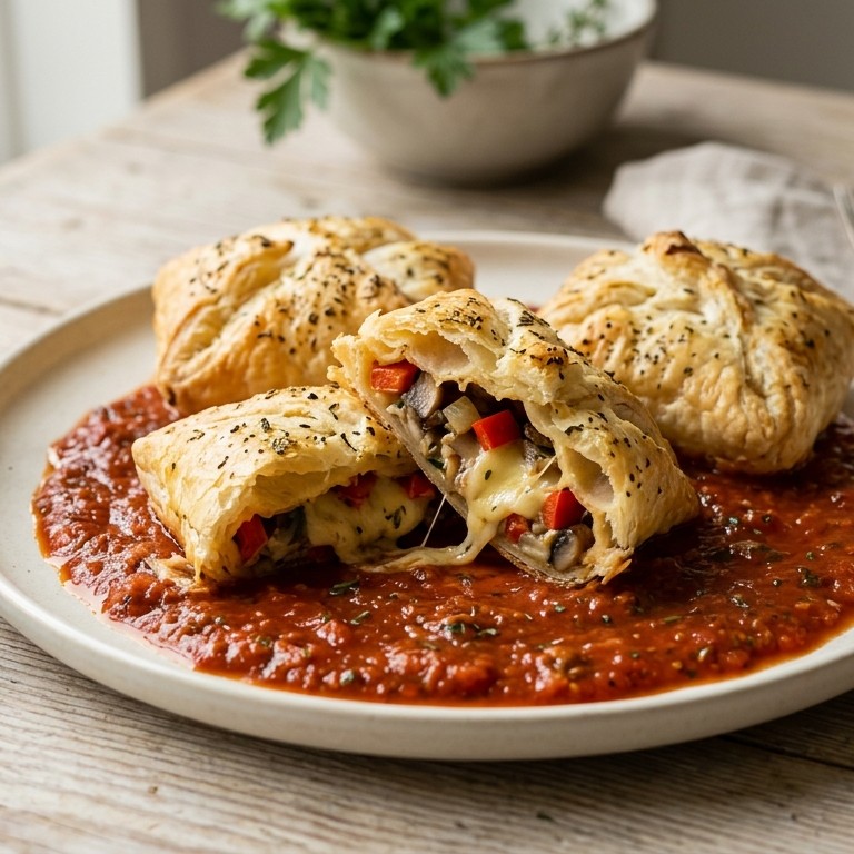 Gevuld bladerdeeg met tomatensaus