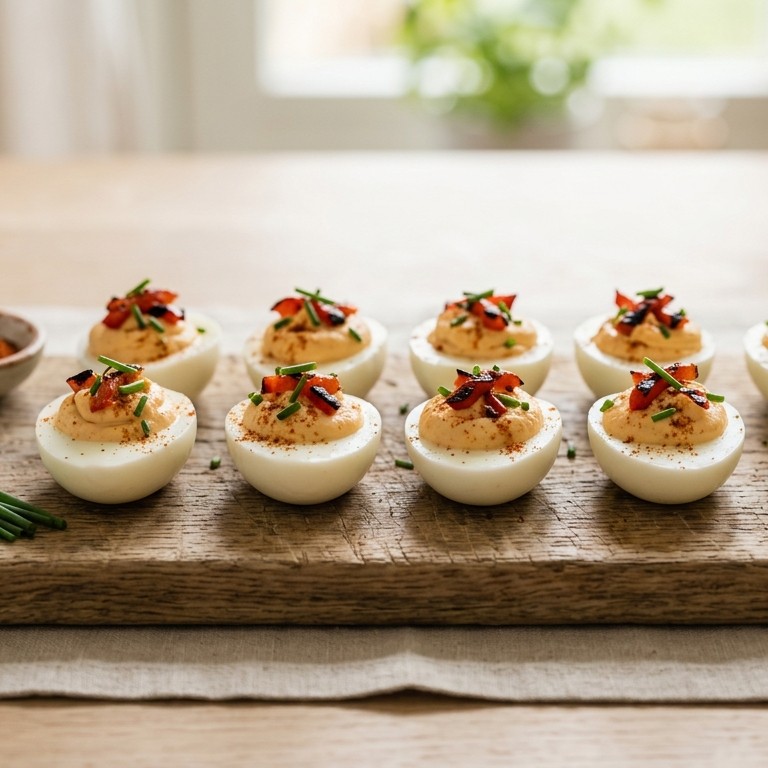 Gevuld ei met gegrilde paprika