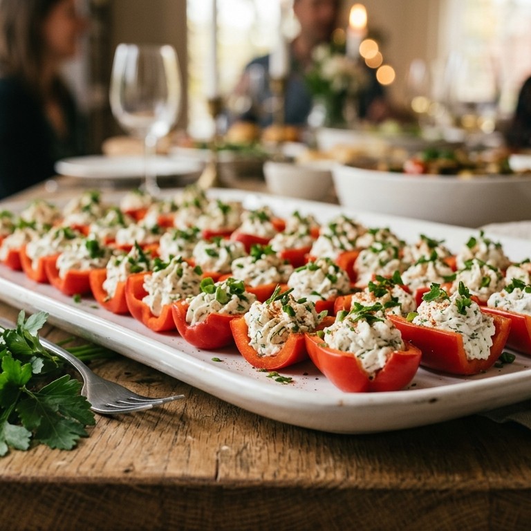 Gevuld paprikapuntjes voor buffet