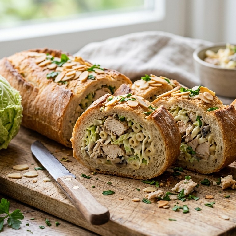 Gevuld stokbrood met Chinese kool en kip