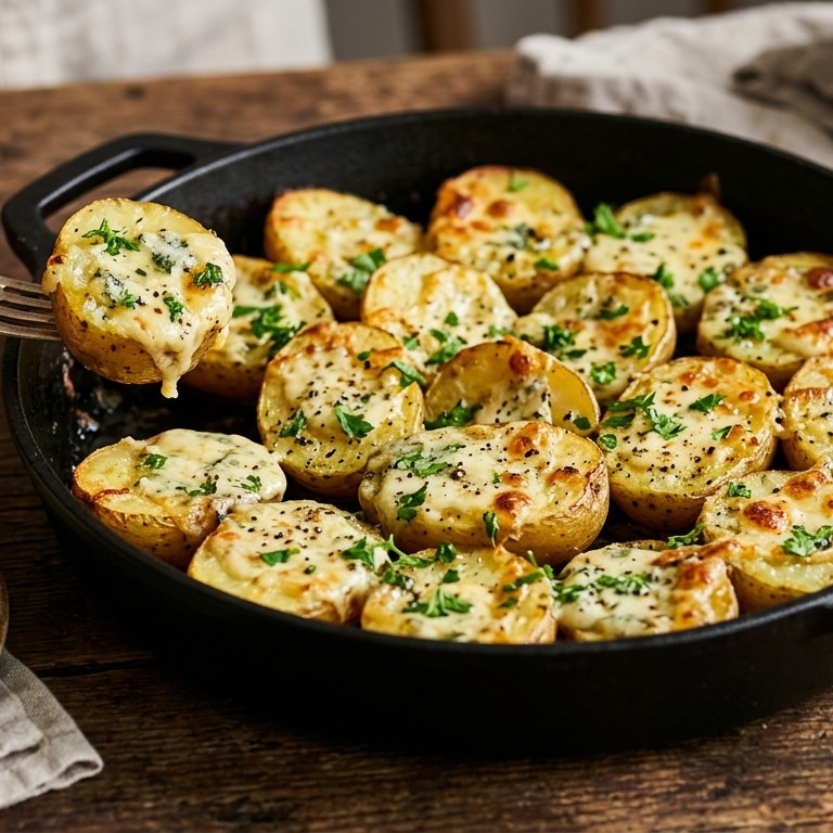 Gevulde aardappelen met blauwschimmelkaas uit de oven