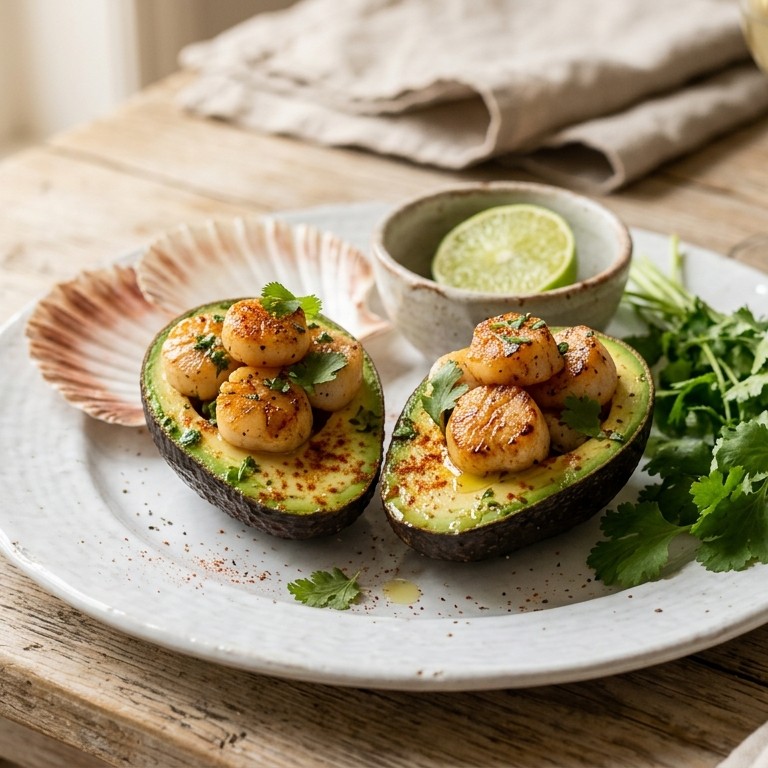 Gevulde avocado's met St-Jacobsschelpen