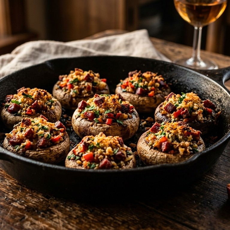 Gevulde champignons met chorizo