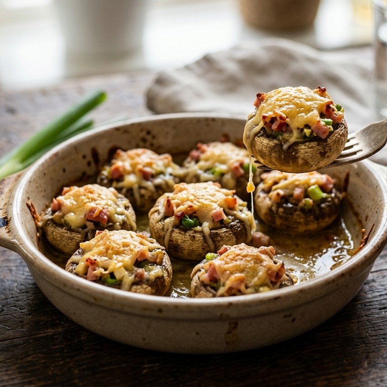 Gevulde champignons met ham