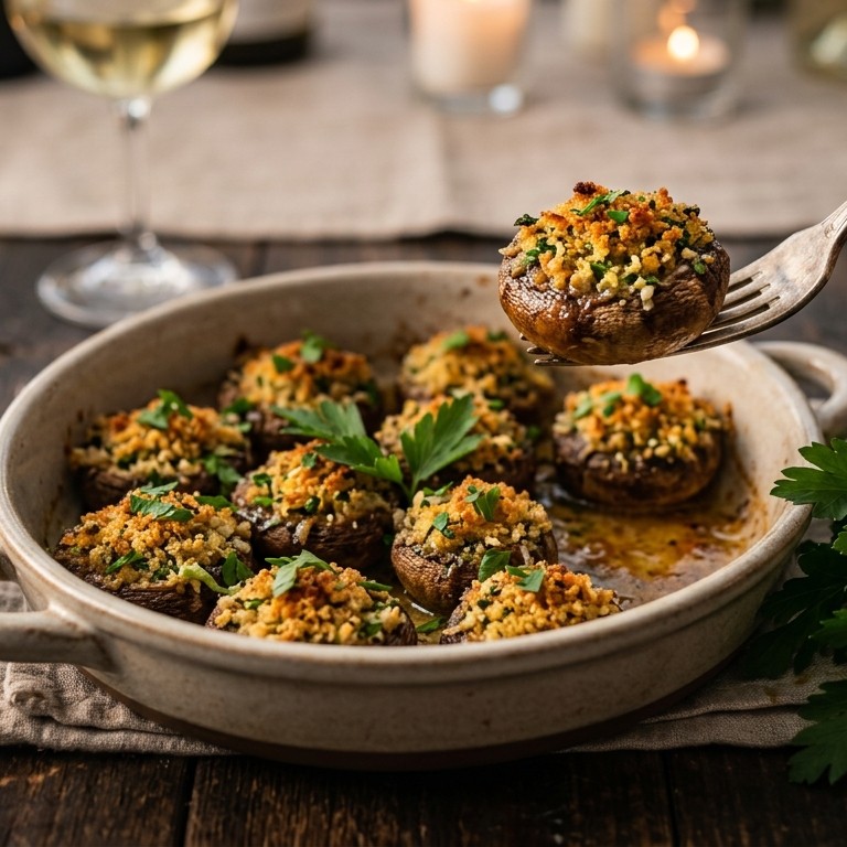 Gevulde champignons met knoflook
