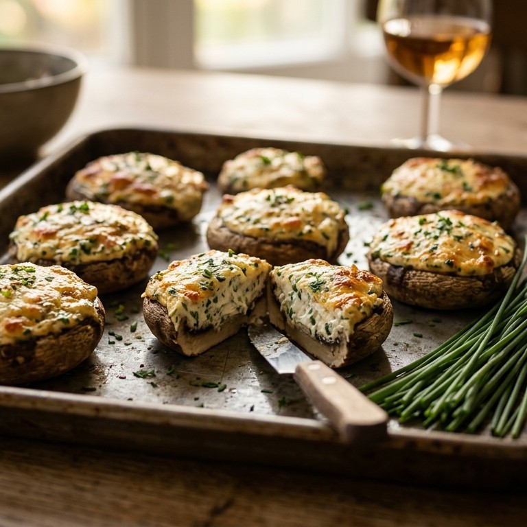 Gevulde champignons  met roomkaas en verse kruiden