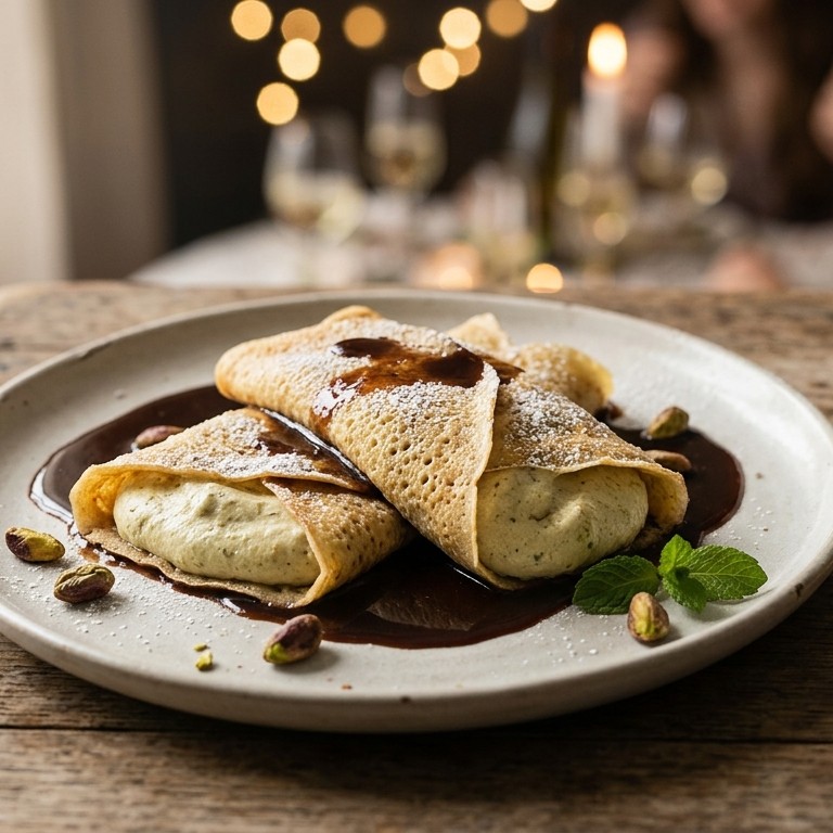 Gevulde flensjes met espressosaus