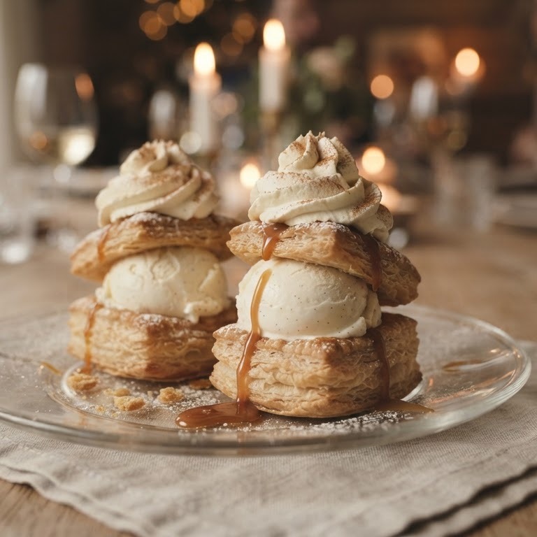 Gevulde ijsbakjes met karamelslagroom