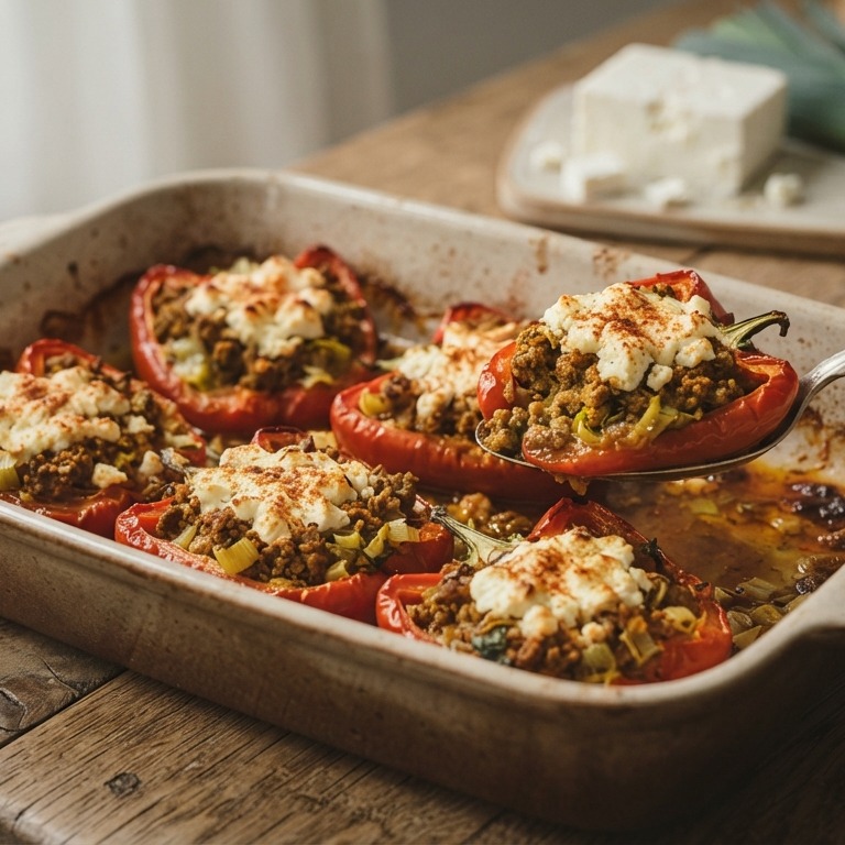 Gevulde paprika met gehakt en feta