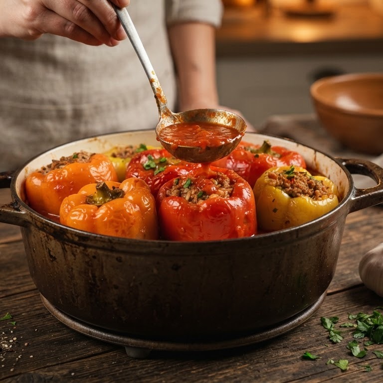 Gevulde paprika met gehakt en Italiaanse kruiden