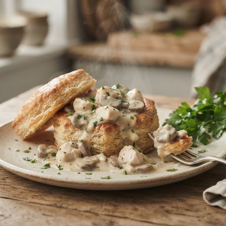 Gevulde pasteitjes met kippenragout