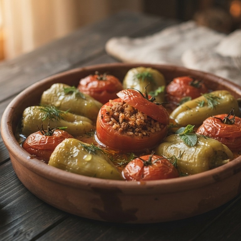 Gevulde pepers en tomaten