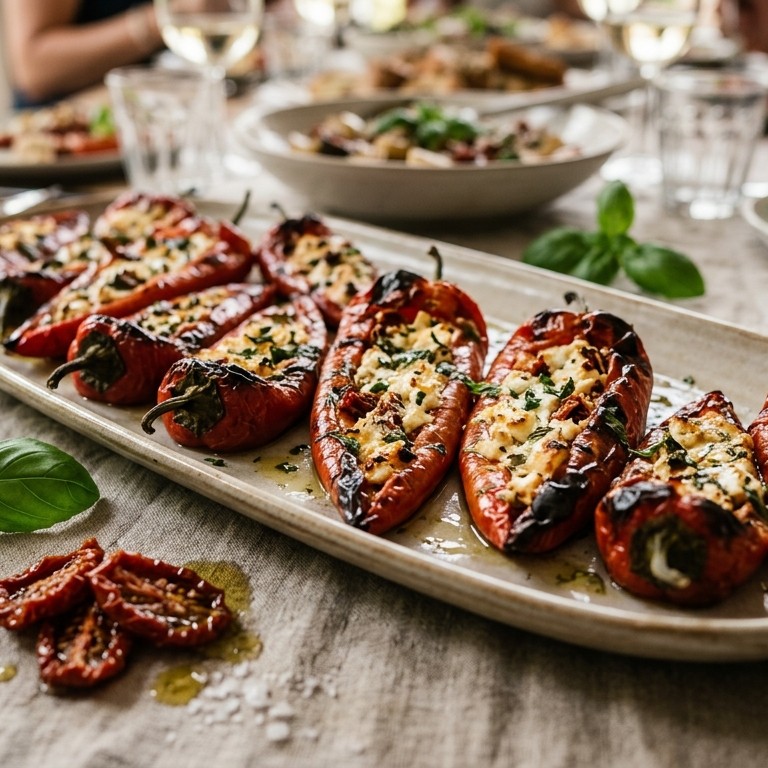 Gevulde puntpaprika's voor buffet