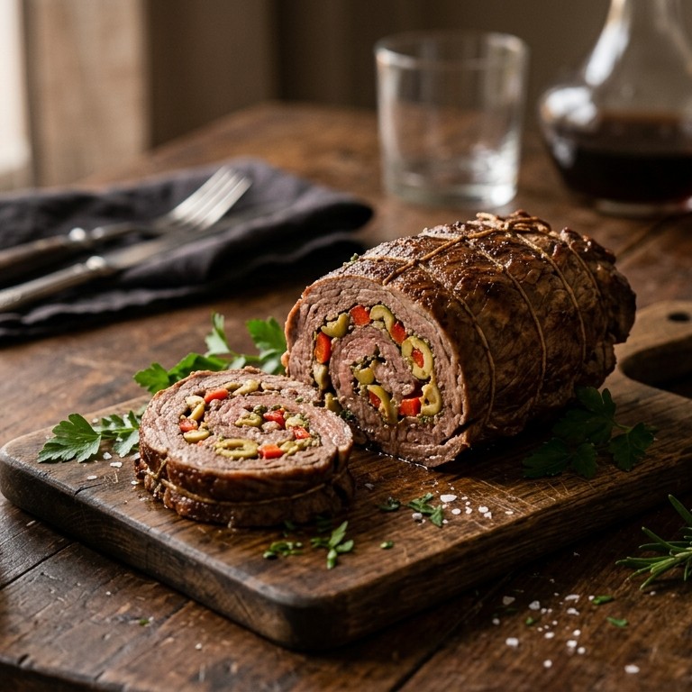 Gevulde rollade met biersausje
