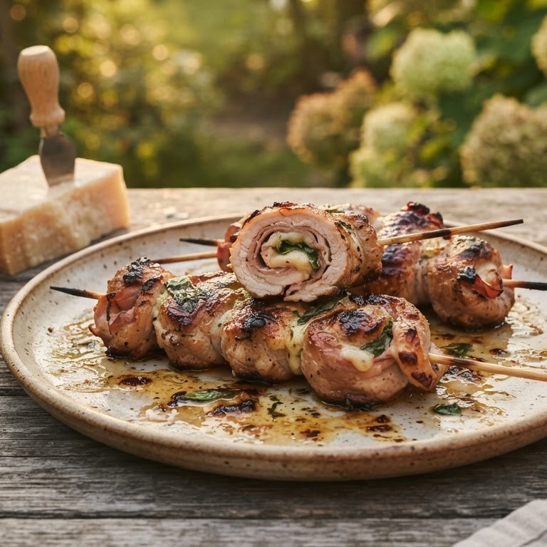 Gevulde schnitzelspiesjes