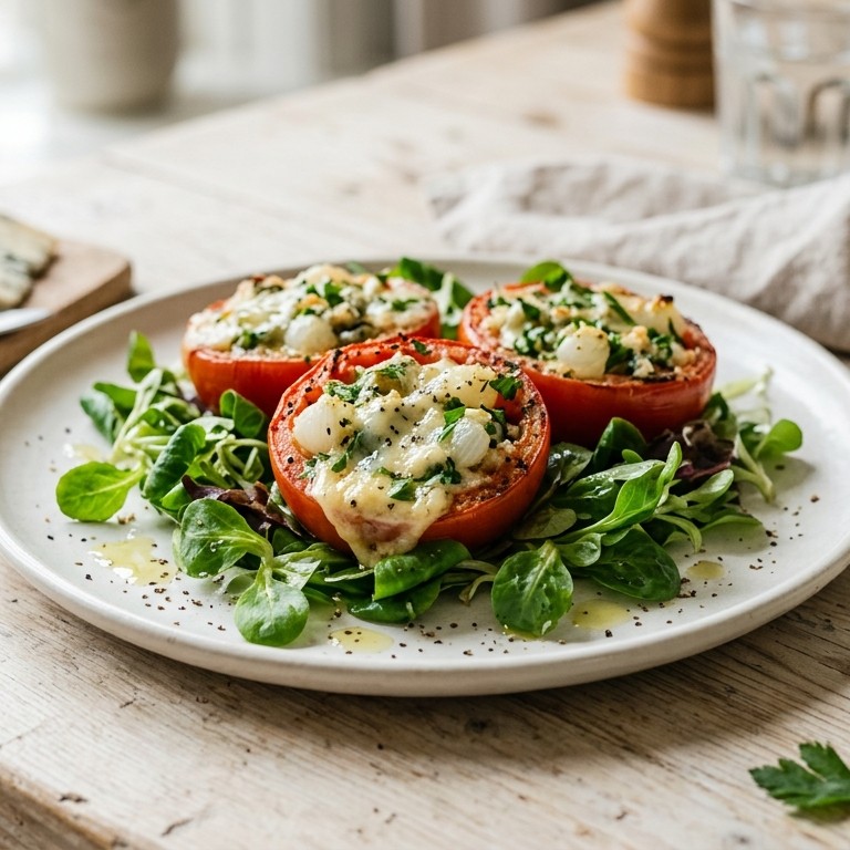 Gevulde tomaten in het groen