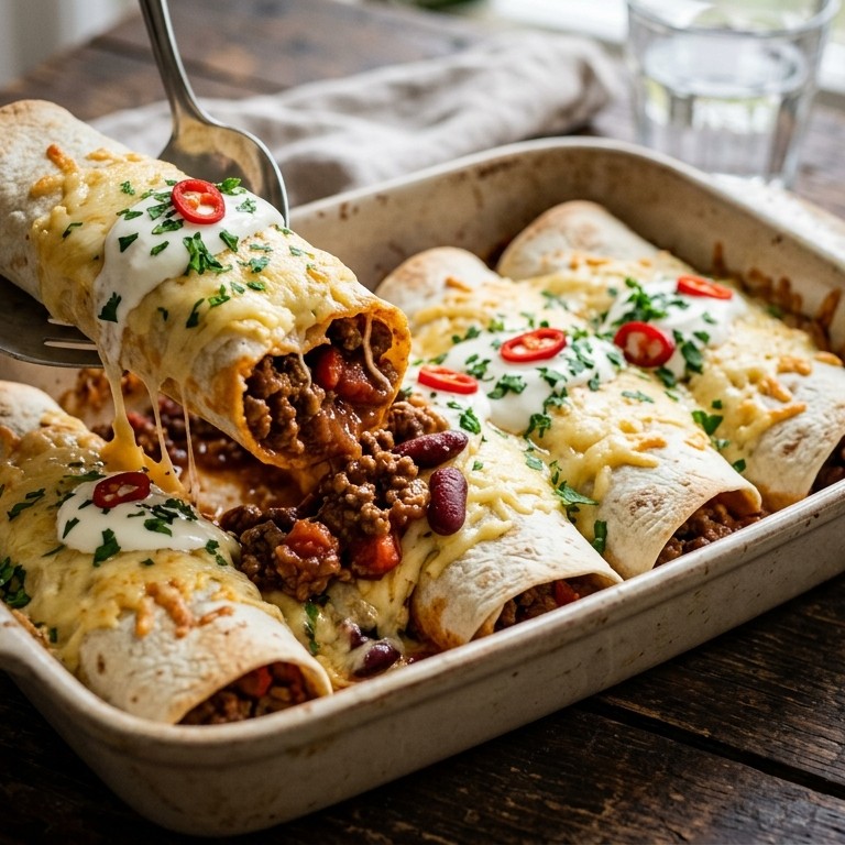 Gevulde wraps met rundergehakt, tomaat, zure room en geraspte kaas