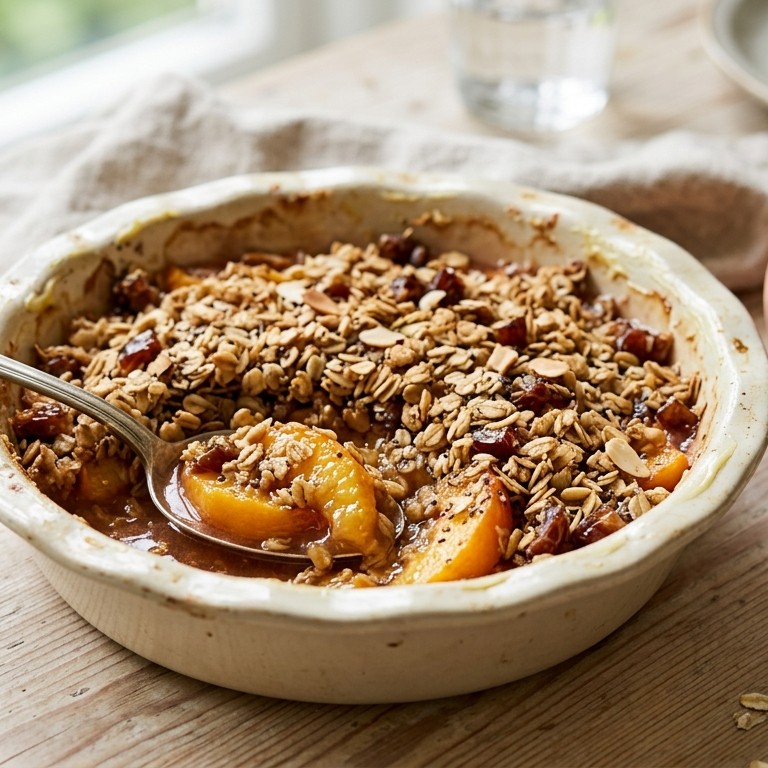 Gezonde perzikcrumble