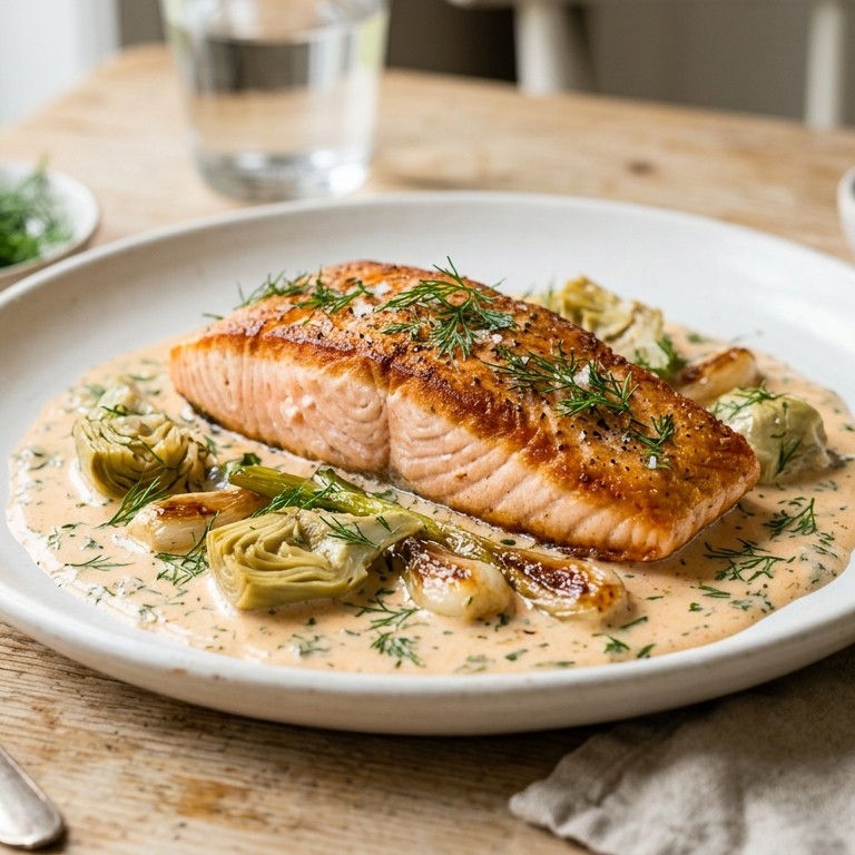 Goudbruine zalm met dille